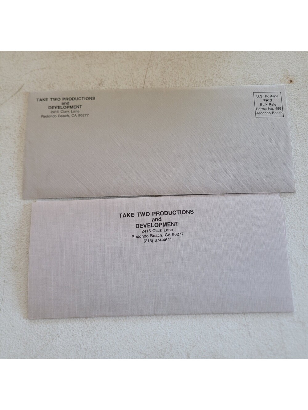 Vintage Hollywood Film Production Co Letterhead & Envelope Redondo Beach CA